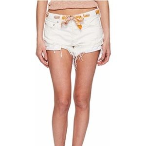 Free people cream distressed shorts